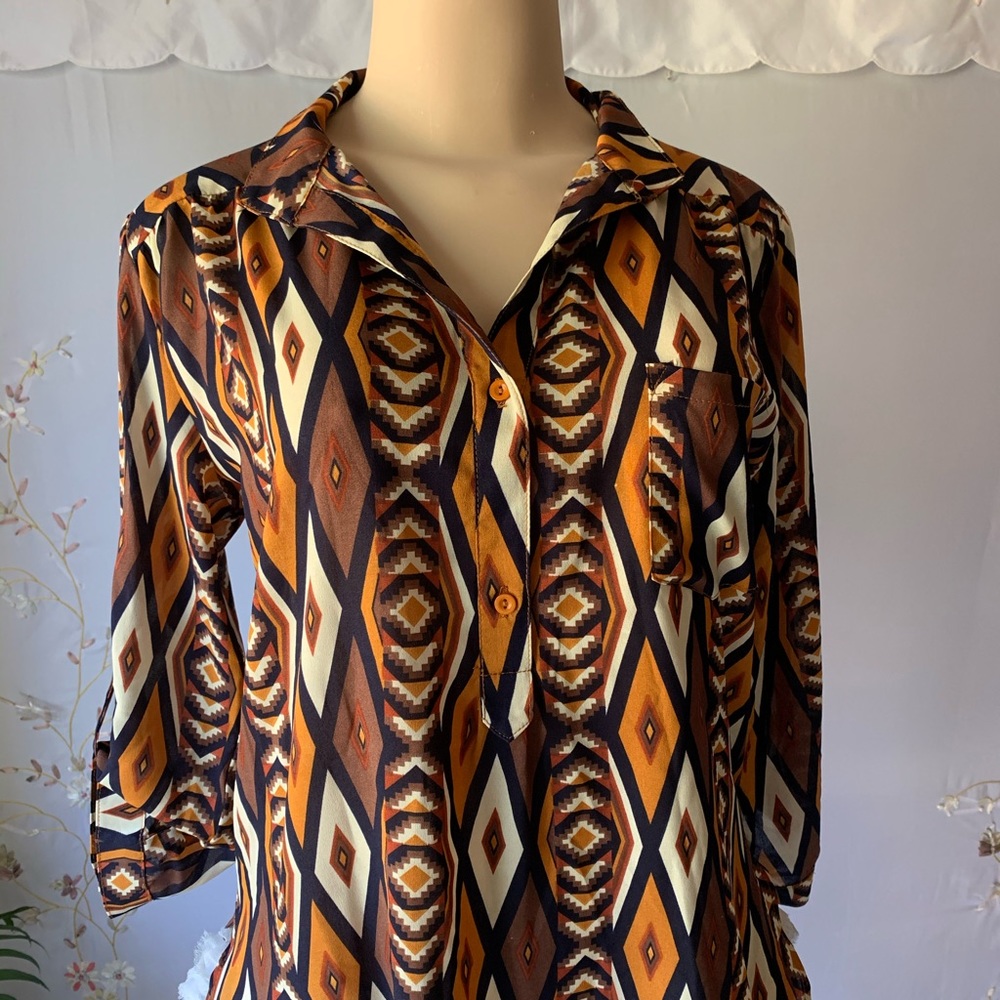 Multicolor geometric figures blouse, - Picture 6 of 7